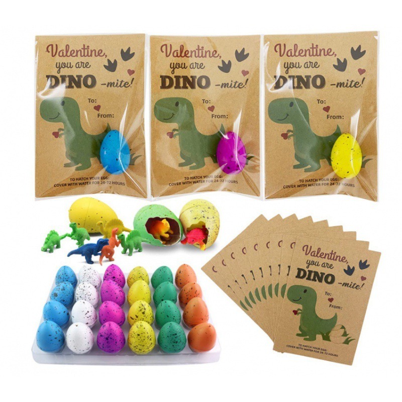 Easter Valentine Gifts, 24pcs Hatching Dinosaur Eggs Growing Valentine Eggs