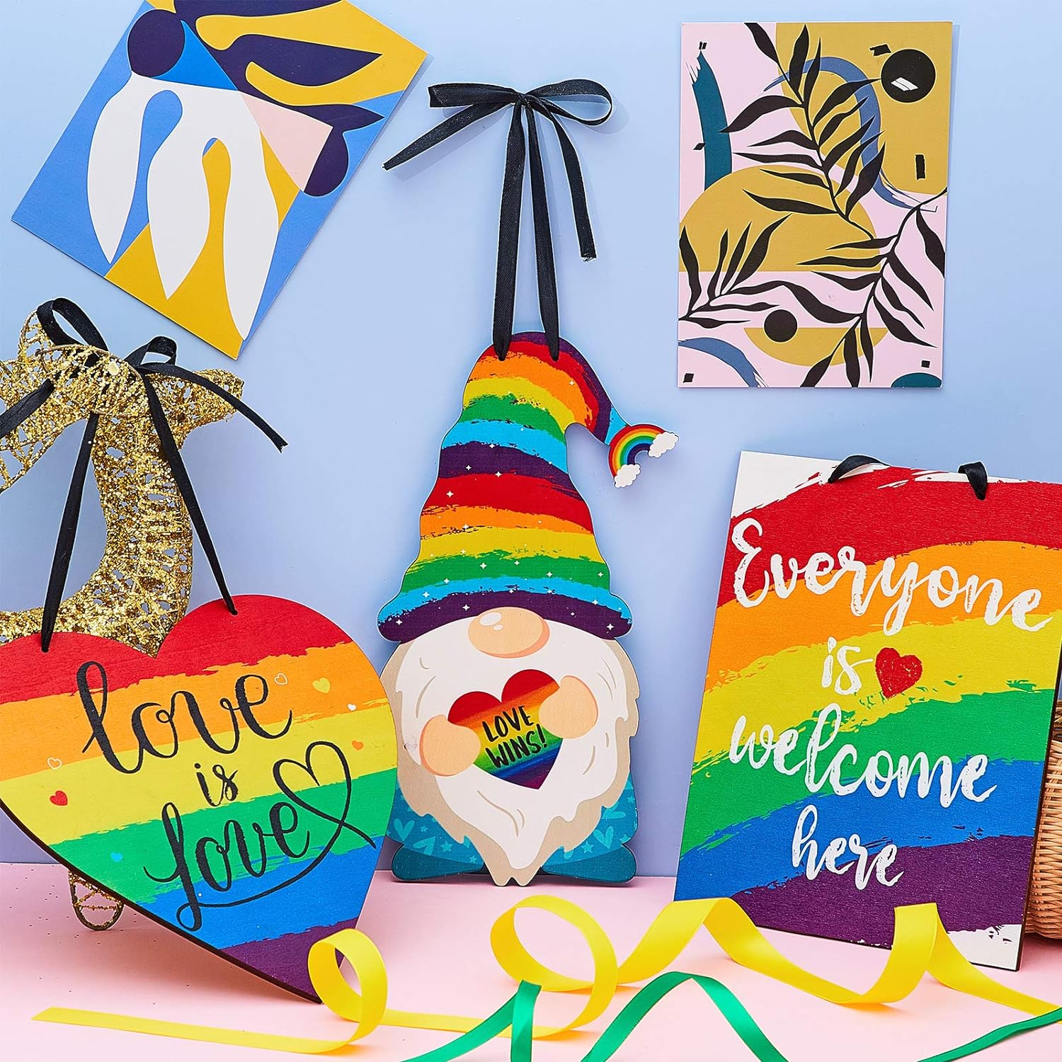 Rainbow Pride Wood Hanging