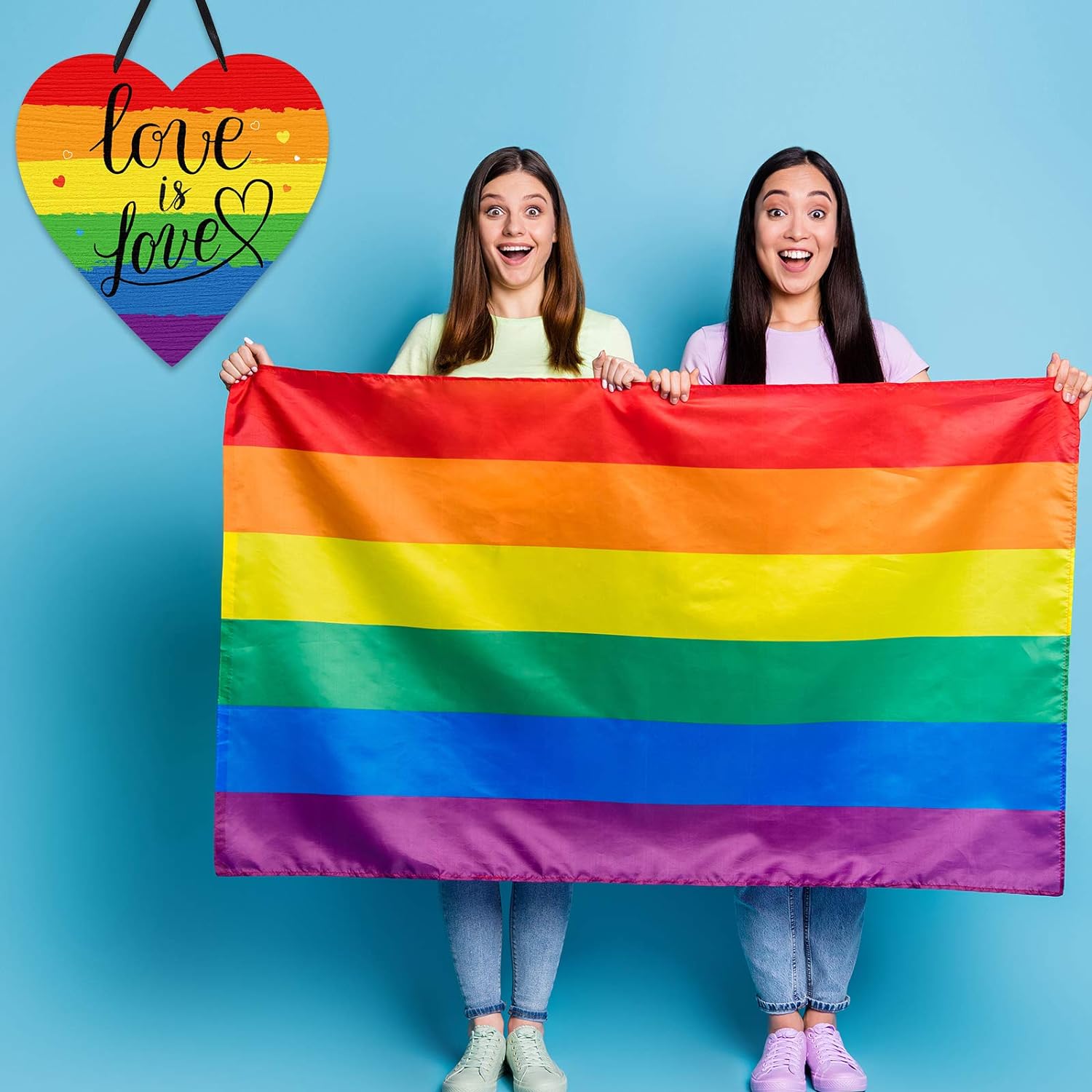 Rainbow Pride Wood Hanging