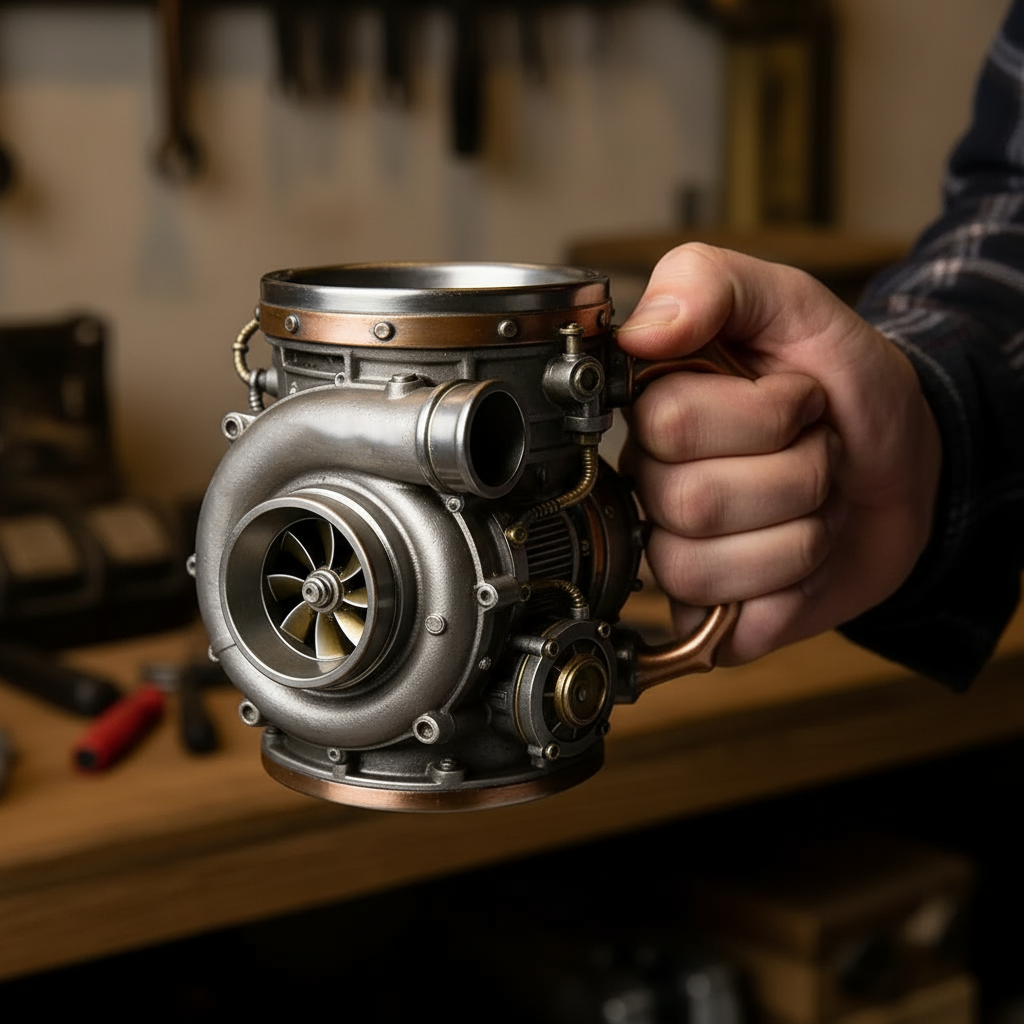 Turbocharger Mug – The Ultimate Gearhead’s Coffee Companion 🏁☕