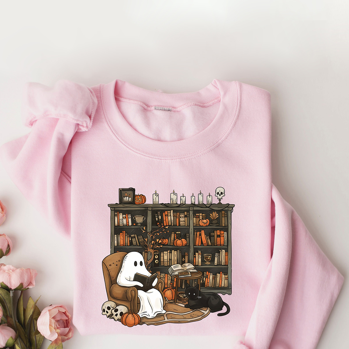 Retro Ghost Reading Books Sweatshirt 