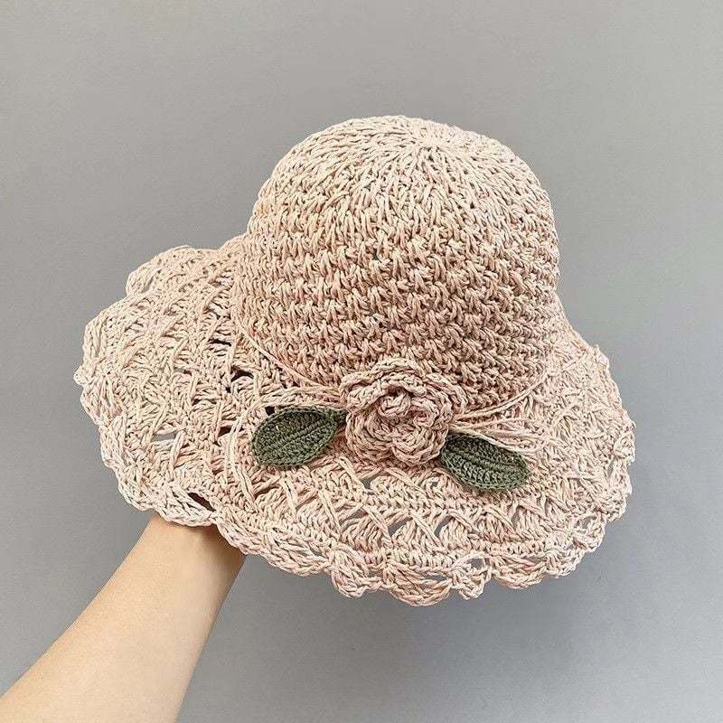 👒Elegant Crochet Straw Hat with Ruffle Detail