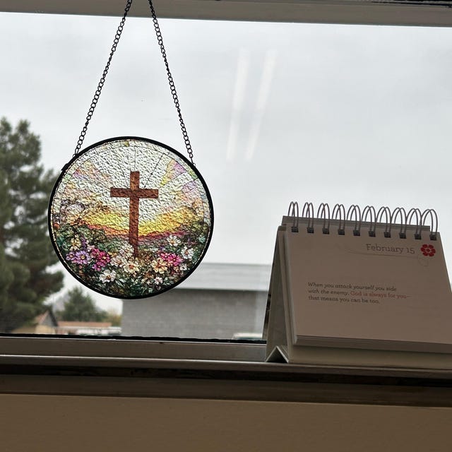 🔥Last Day 50% Off--Cross And Wild Flower Suncatcher Ornament