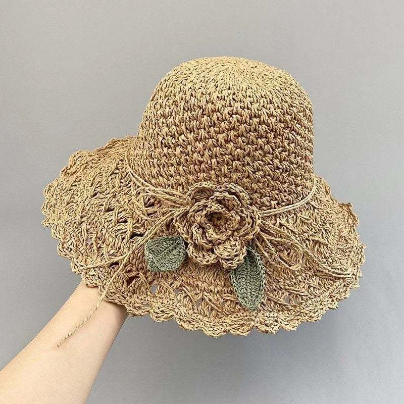 👒Elegant Crochet Straw Hat with Ruffle Detail