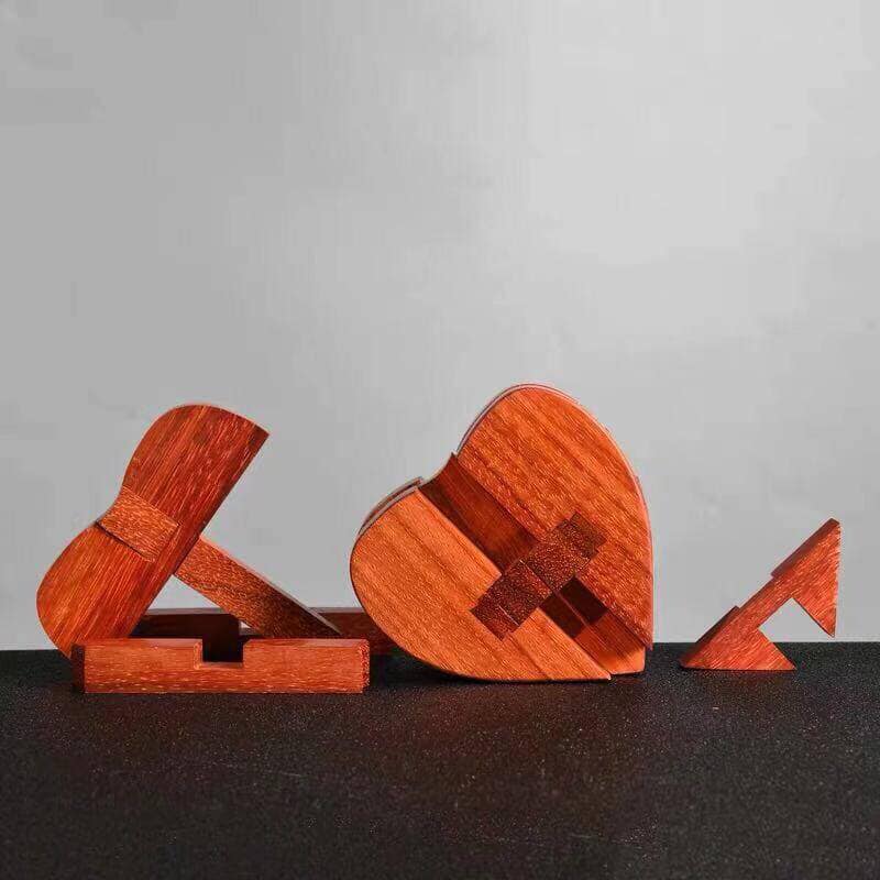 💝💍Vintage Wooden Heart Puzzle Ring Box