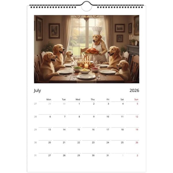 Golden Retriever dog Calendar 2026 - Daily Activities