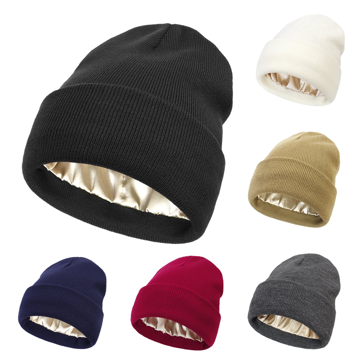 🔥Christmas Sale 49% OFF🎄Satin Lined Knit Beanie Hat