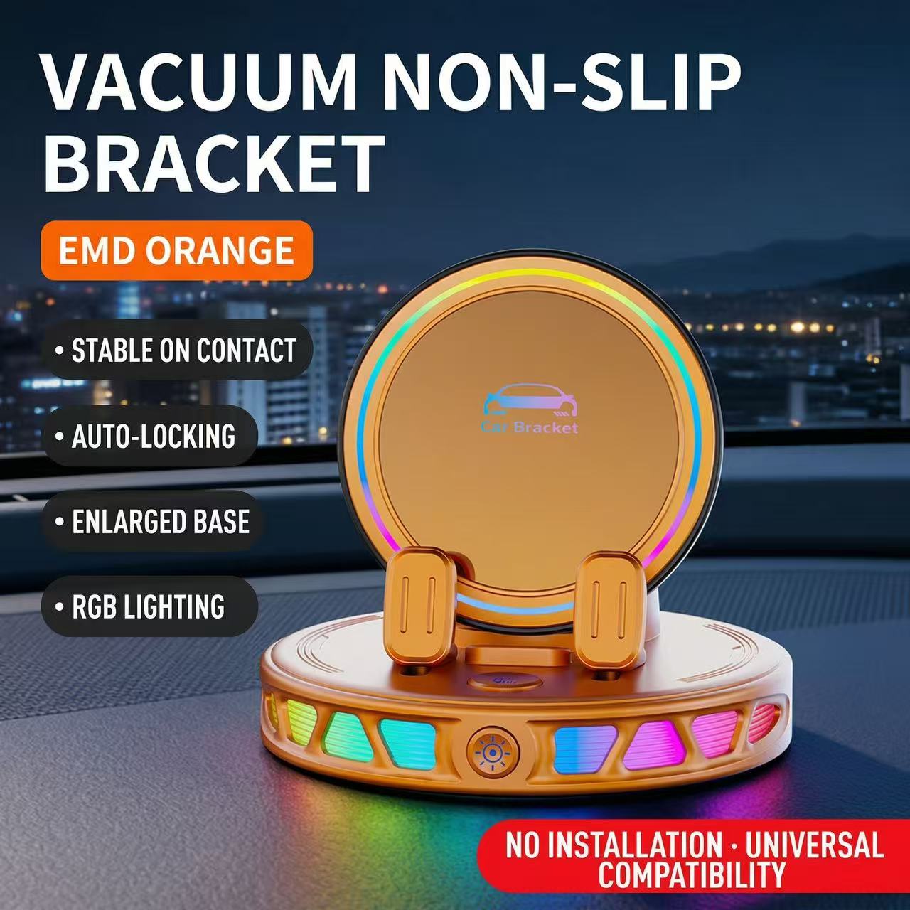 🚗 RGB Wireless Charging Car Phone Mount – Vacuum Suction & Ambient Light Edition