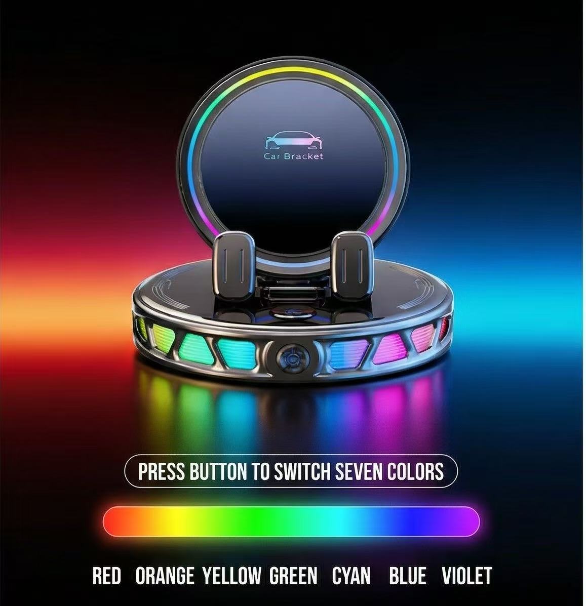 🚗 RGB Wireless Charging Car Phone Mount – Vacuum Suction & Ambient Light Edition