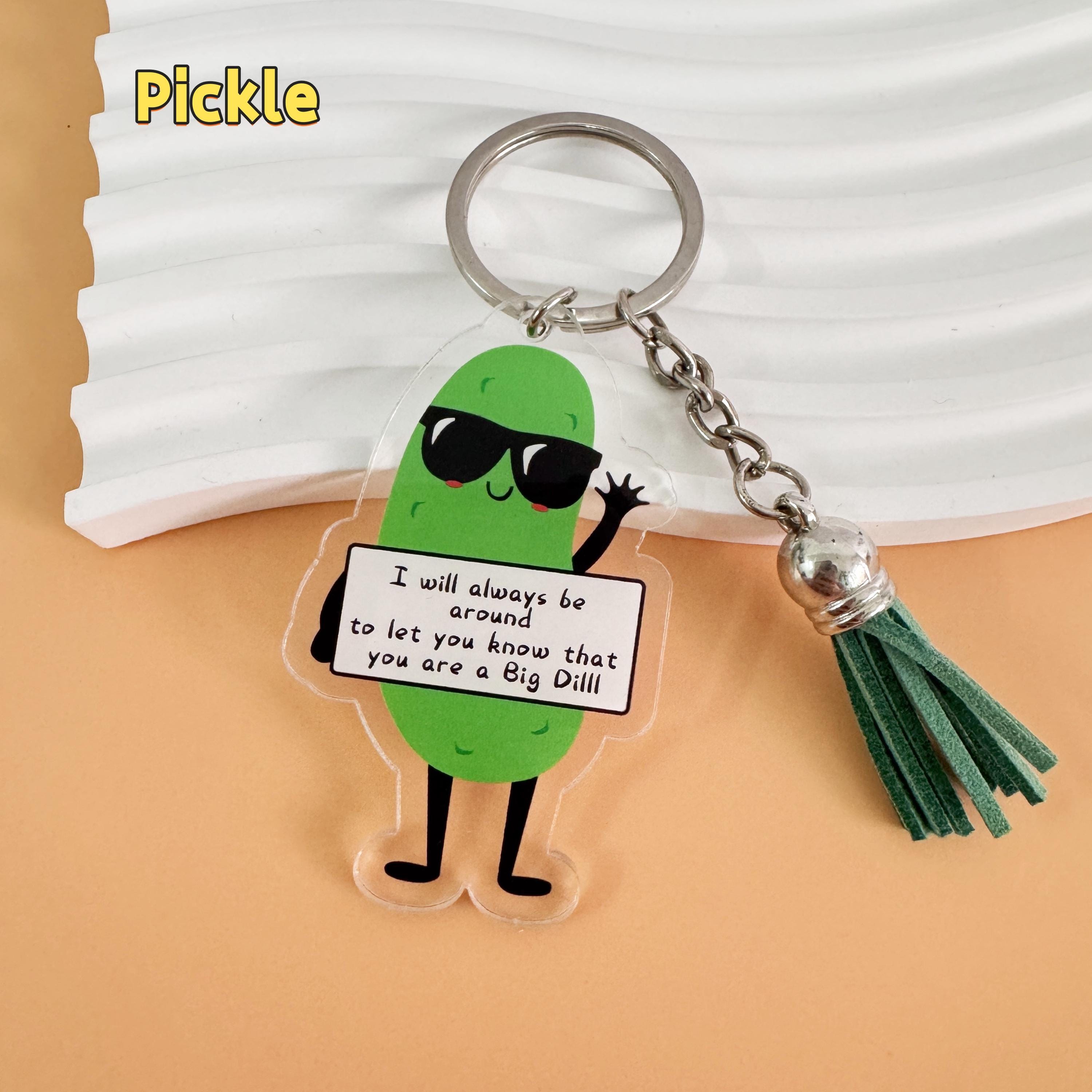 Dumpster Fire/Pickle/Potato Keychain with Positive Quote