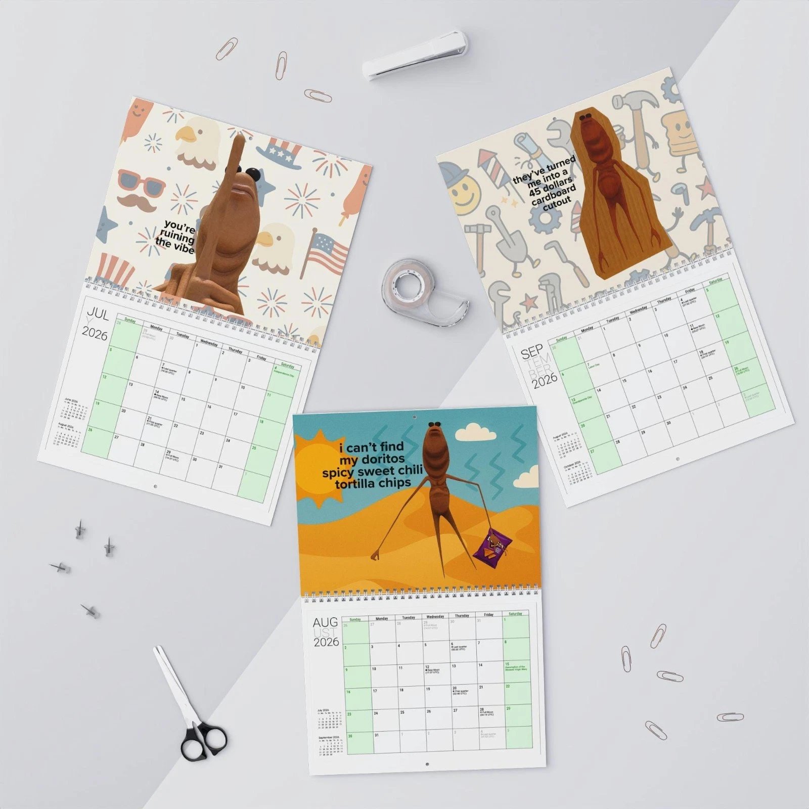 Marcus the Worm 2026 Wall Calendar, Funny VR Chat Meme Gift, Holiday Planner