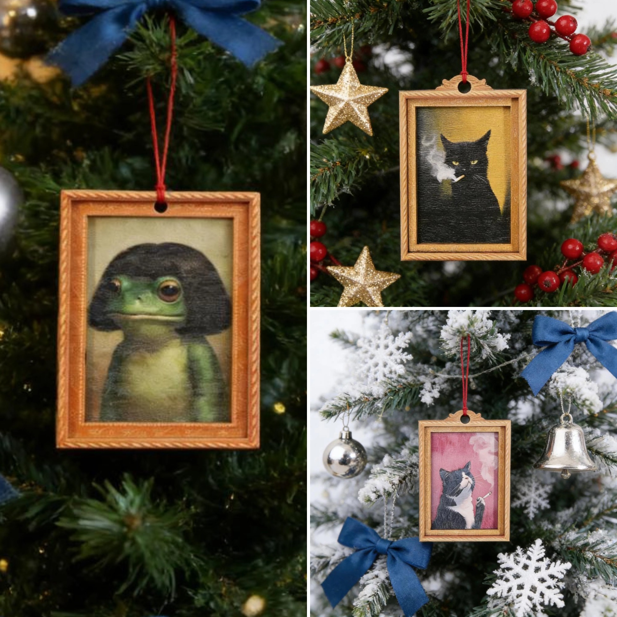 😜Quirky Framed Holiday Ornaments🖼️