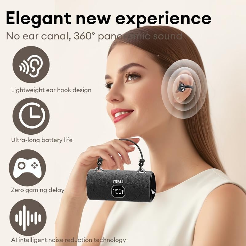 Fashionable Clip-On Wireless Headphones with Handbag‐Style Light‐Luxury Leather Texture