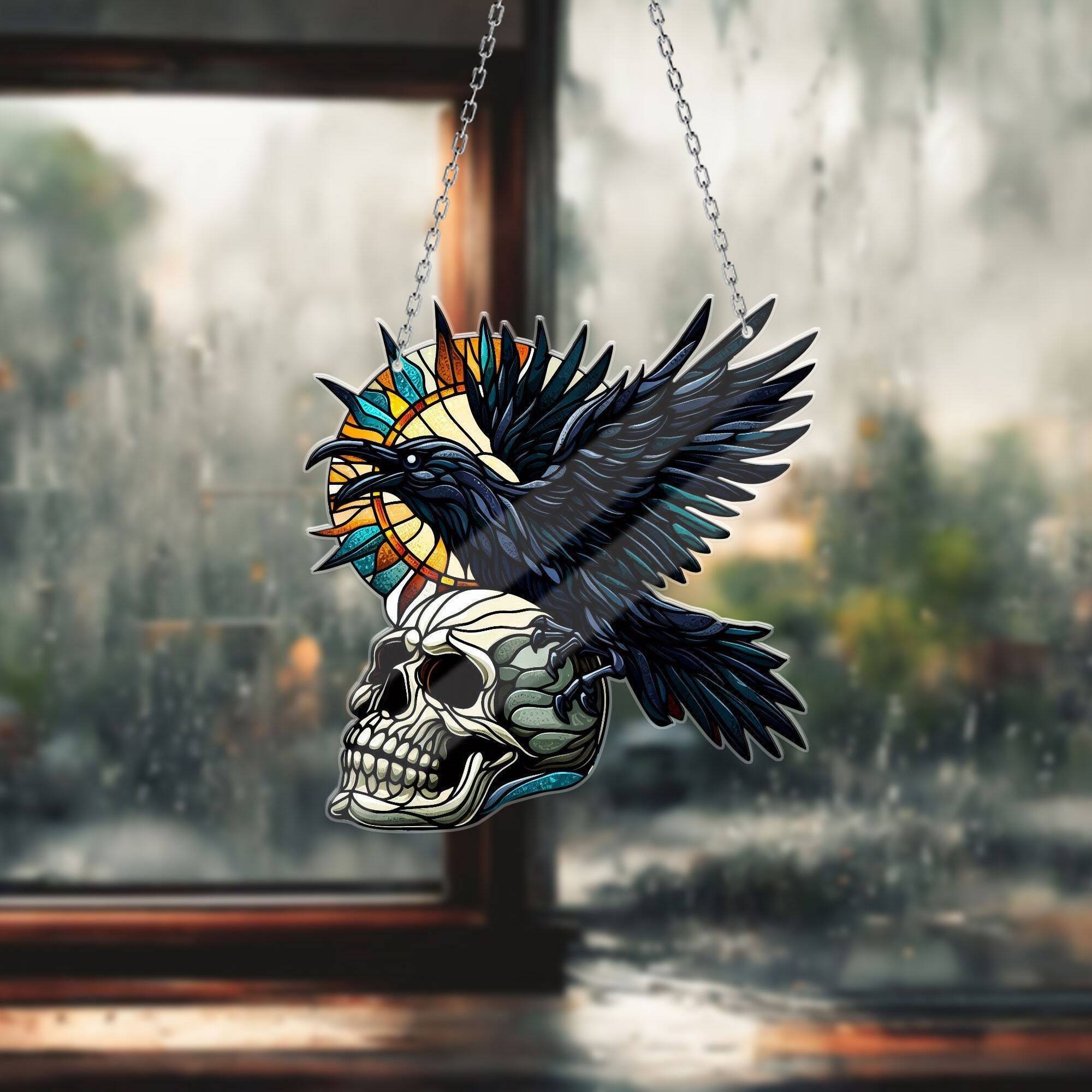 ☠Skull Acrylic Bird Window Hanging