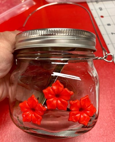 Beautiful Mason Jar Hummingbird Feeder W/ Three Ports