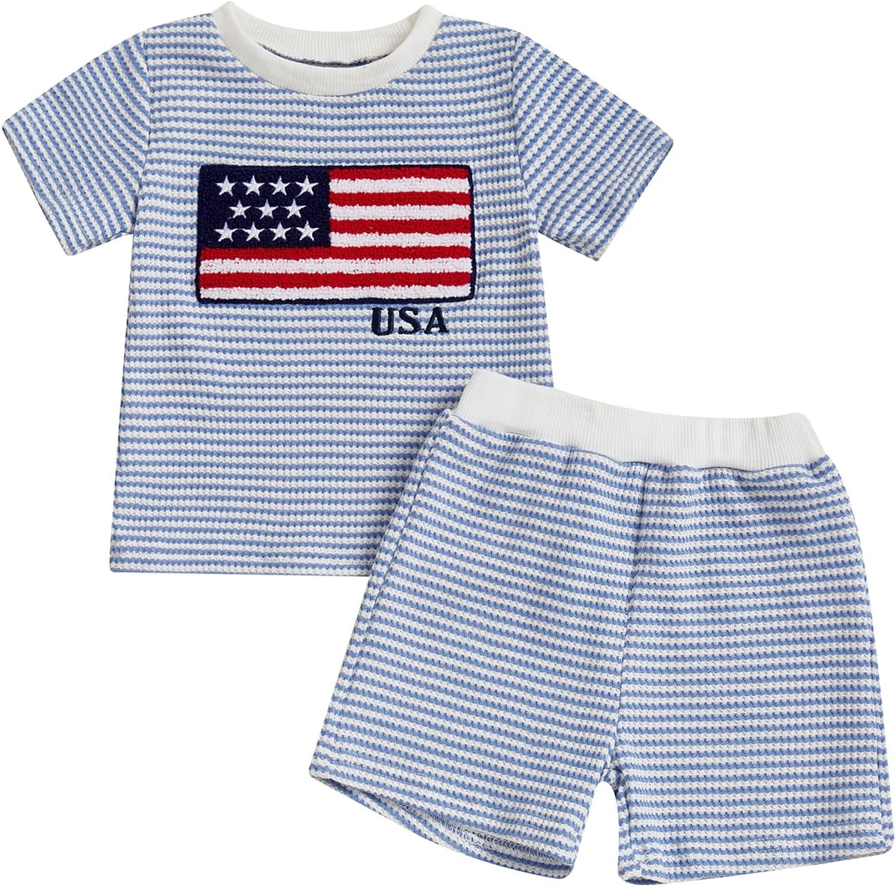 Toddler Boy USA Flag Waffle Knit T-Shirt & Shorts Set