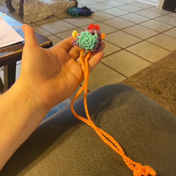 Crochet Colorful Chicken Bookmark