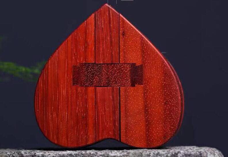 💝💍Vintage Wooden Heart Puzzle Ring Box