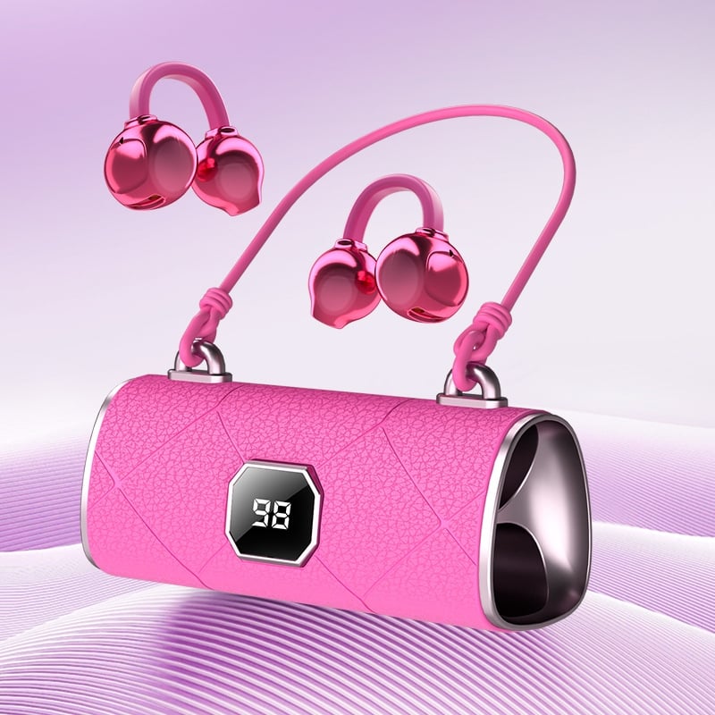 Fashionable Clip-On Wireless Headphones with Handbag‐Style Light‐Luxury Leather Texture