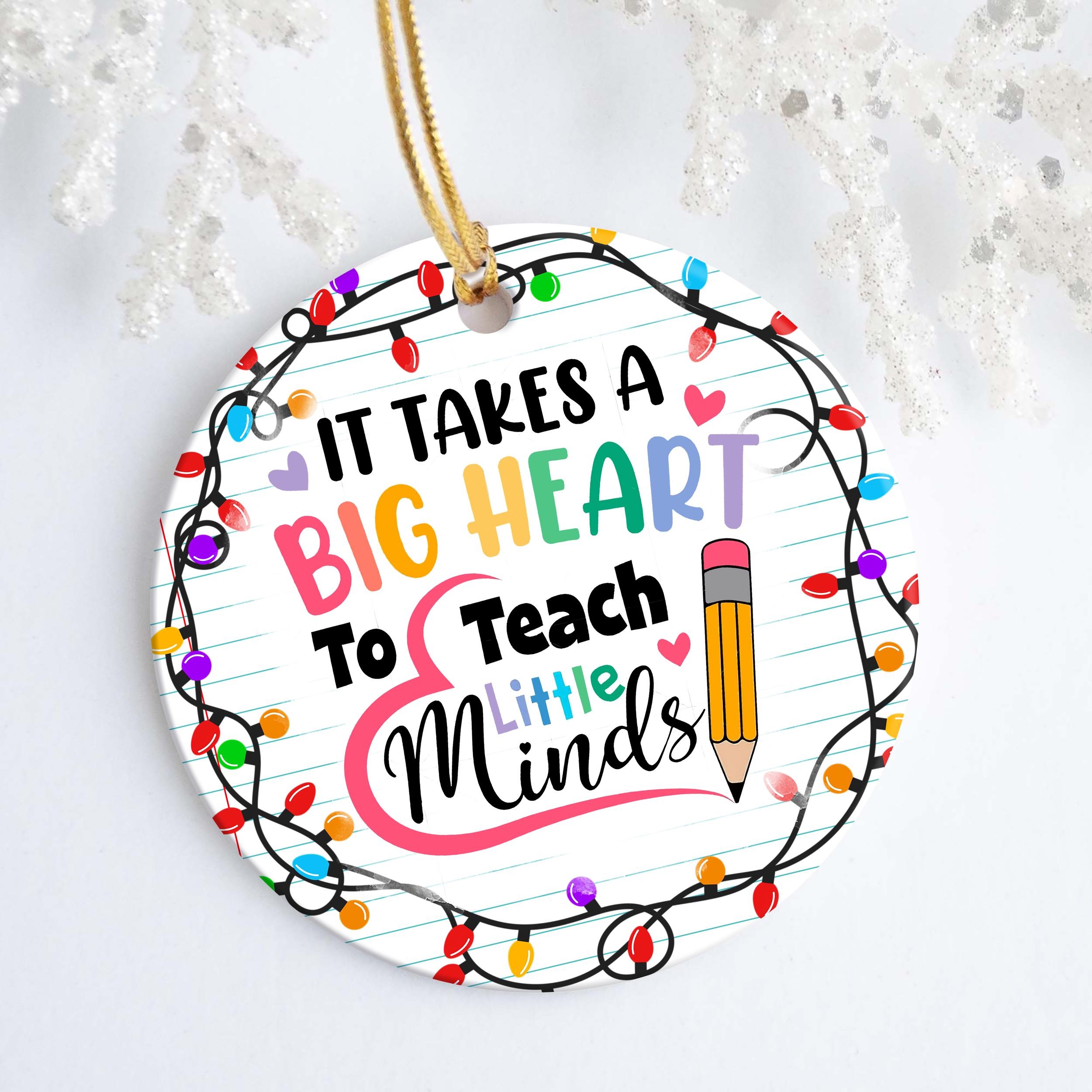 Glitter Rainbow Teacher Christmas Ornament