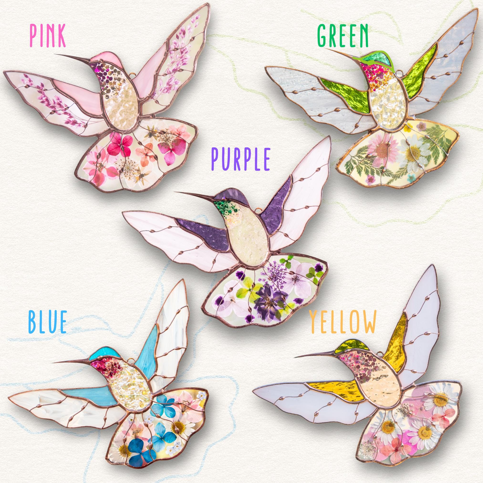 Hummingbird Stained Glass Window Hangings
