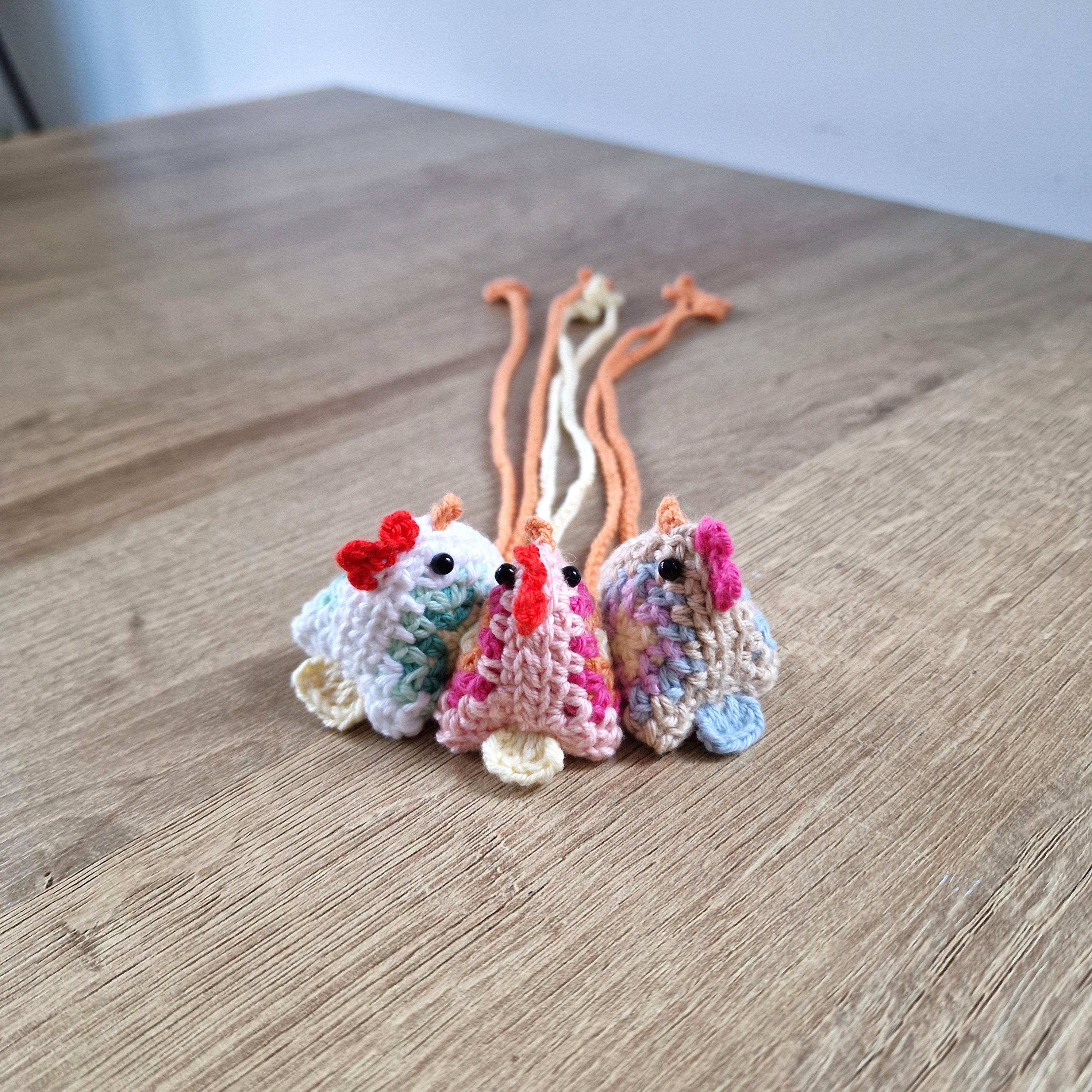 Crochet Colorful Chicken Bookmark