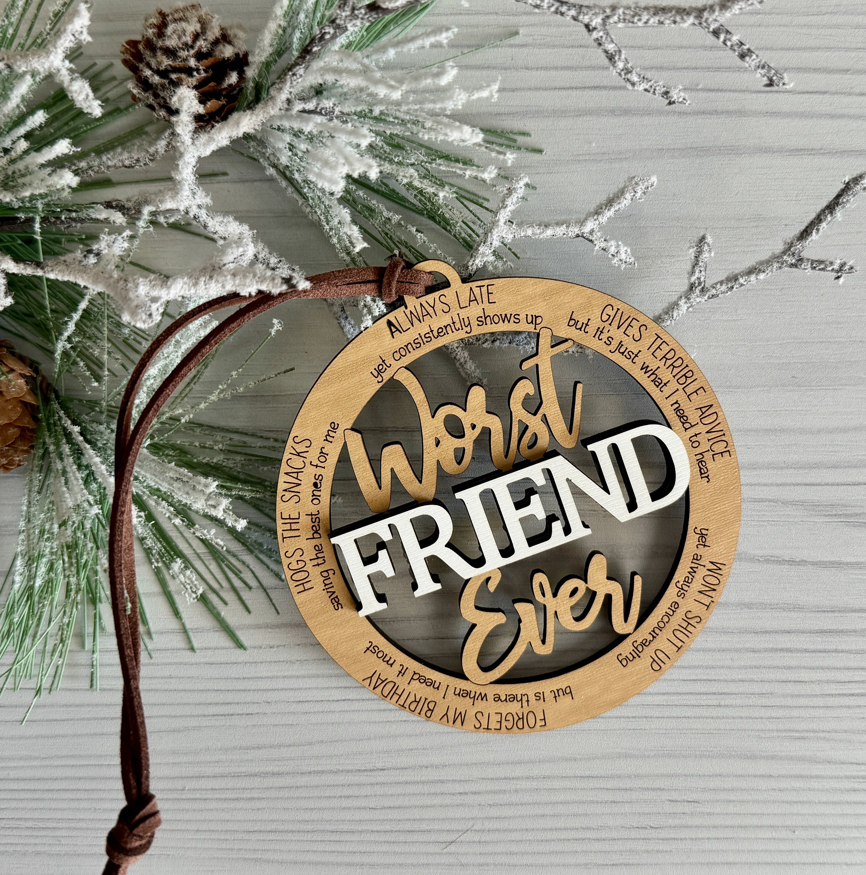 💖Funny Christmas Ornament - 🤣Worst Sister Friend Coworker