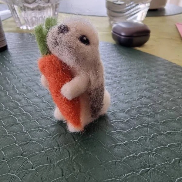 Felted Lop Eared Bunny With Carrot