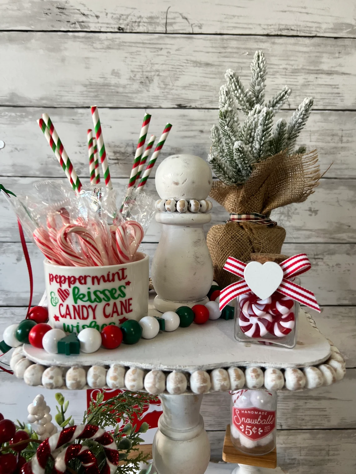 Christmas tiered tray decor.