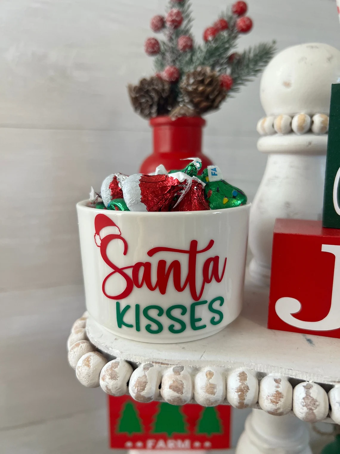 Christmas tiered tray decor.