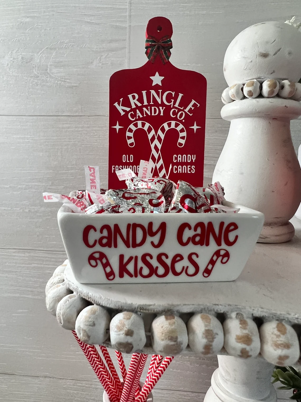 Christmas tiered tray decor.