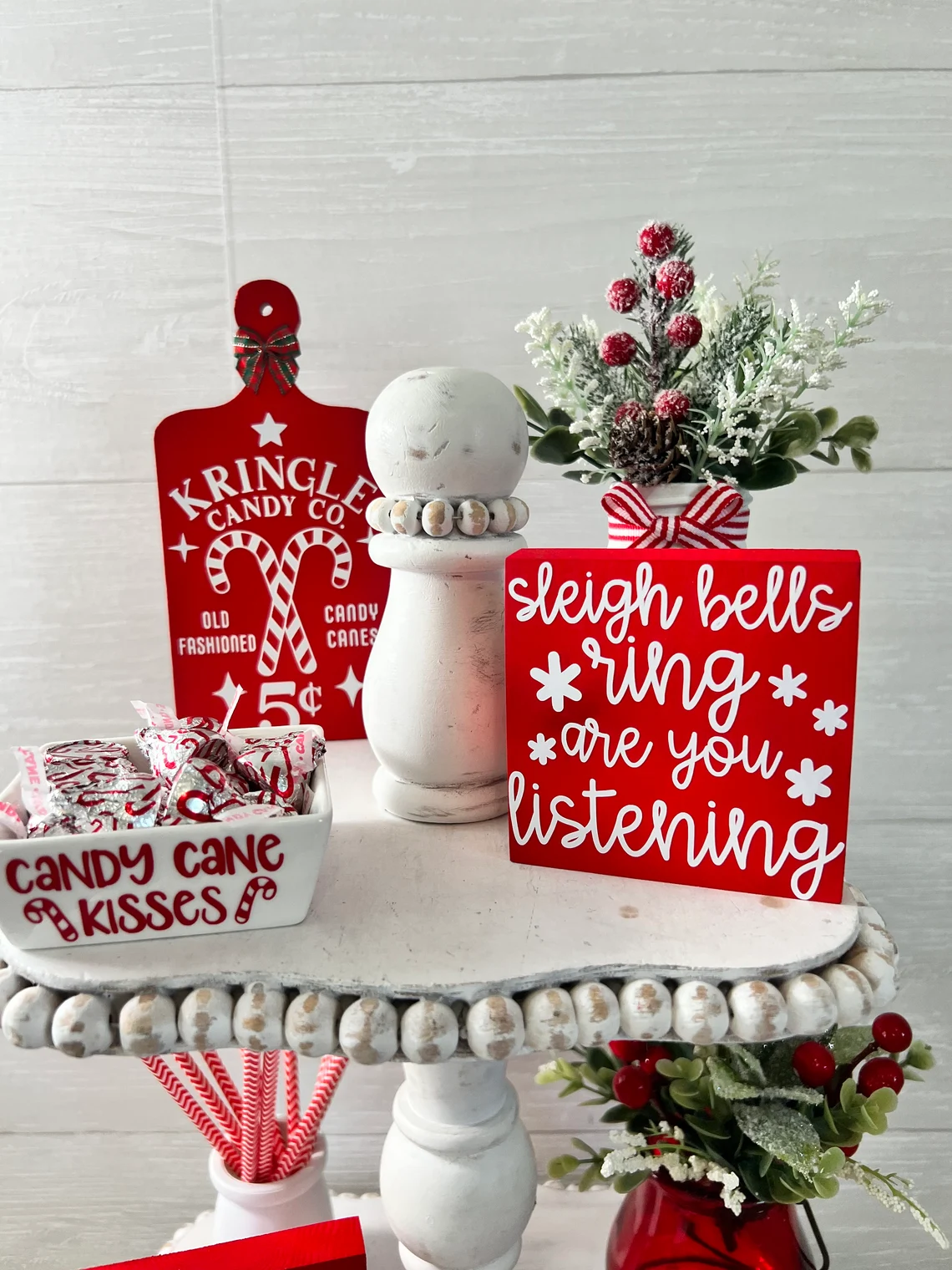 Christmas tiered tray decor.