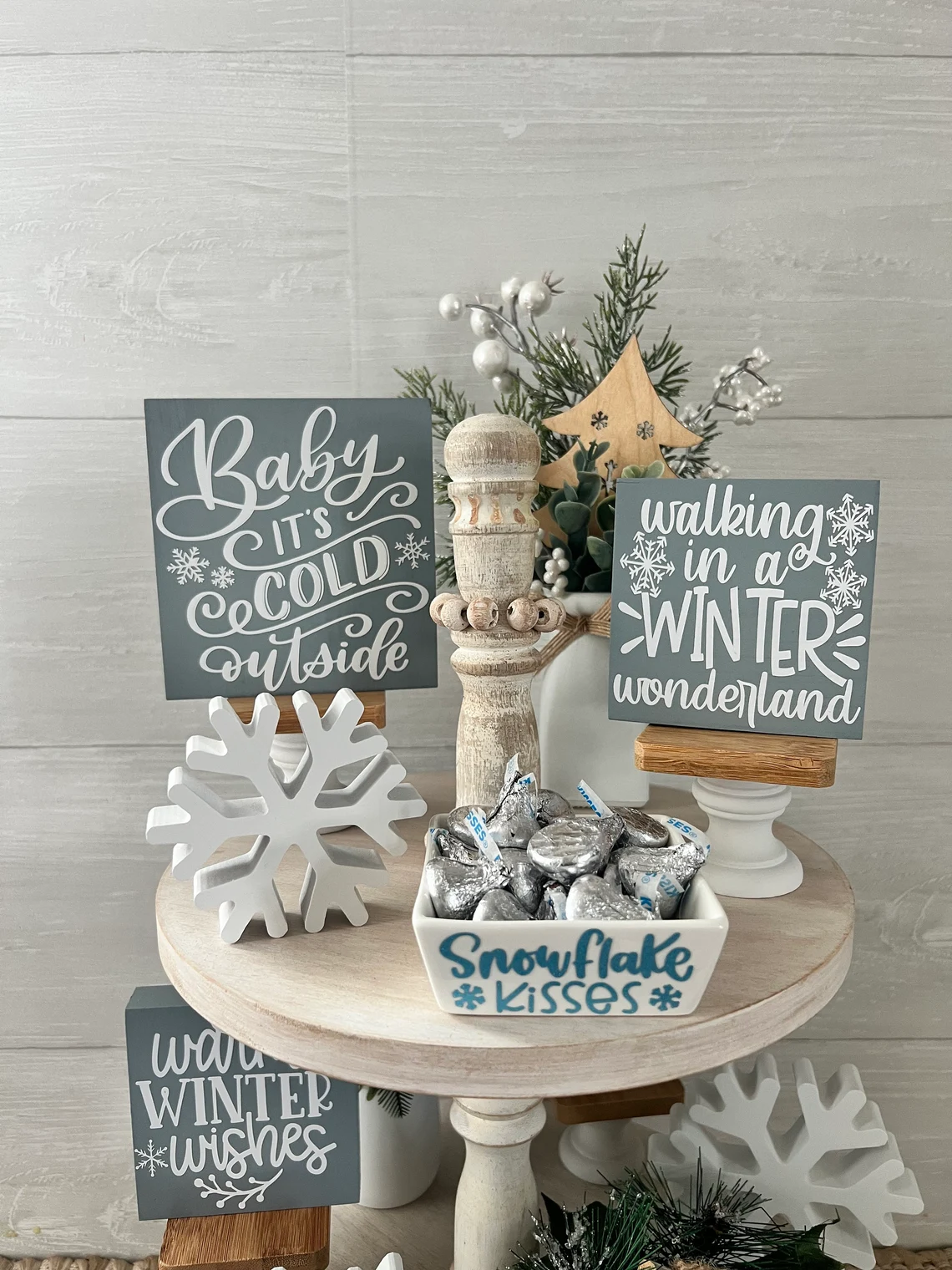 Christmas tiered tray decor.