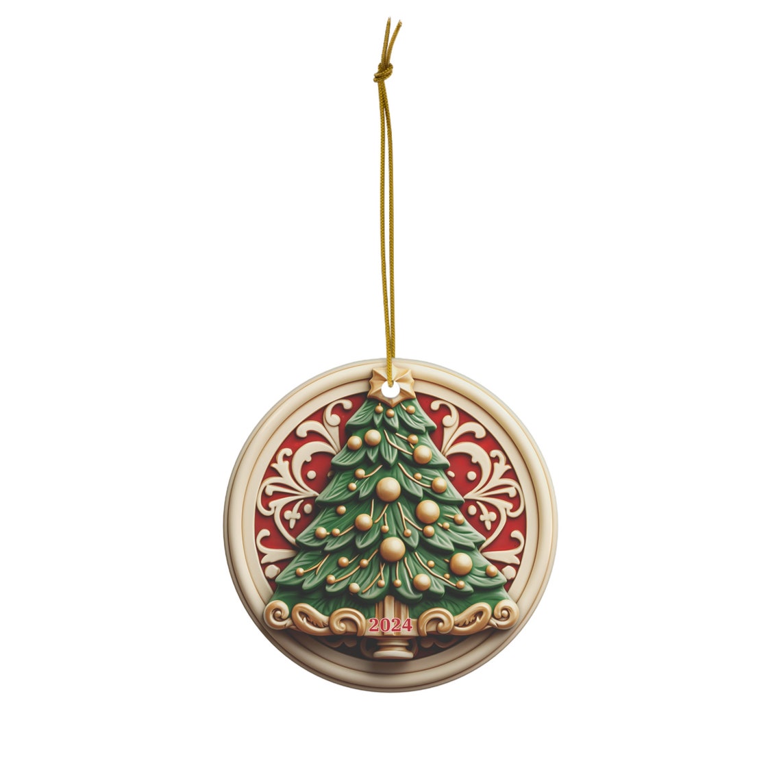 Round Christmas Tree Pendant