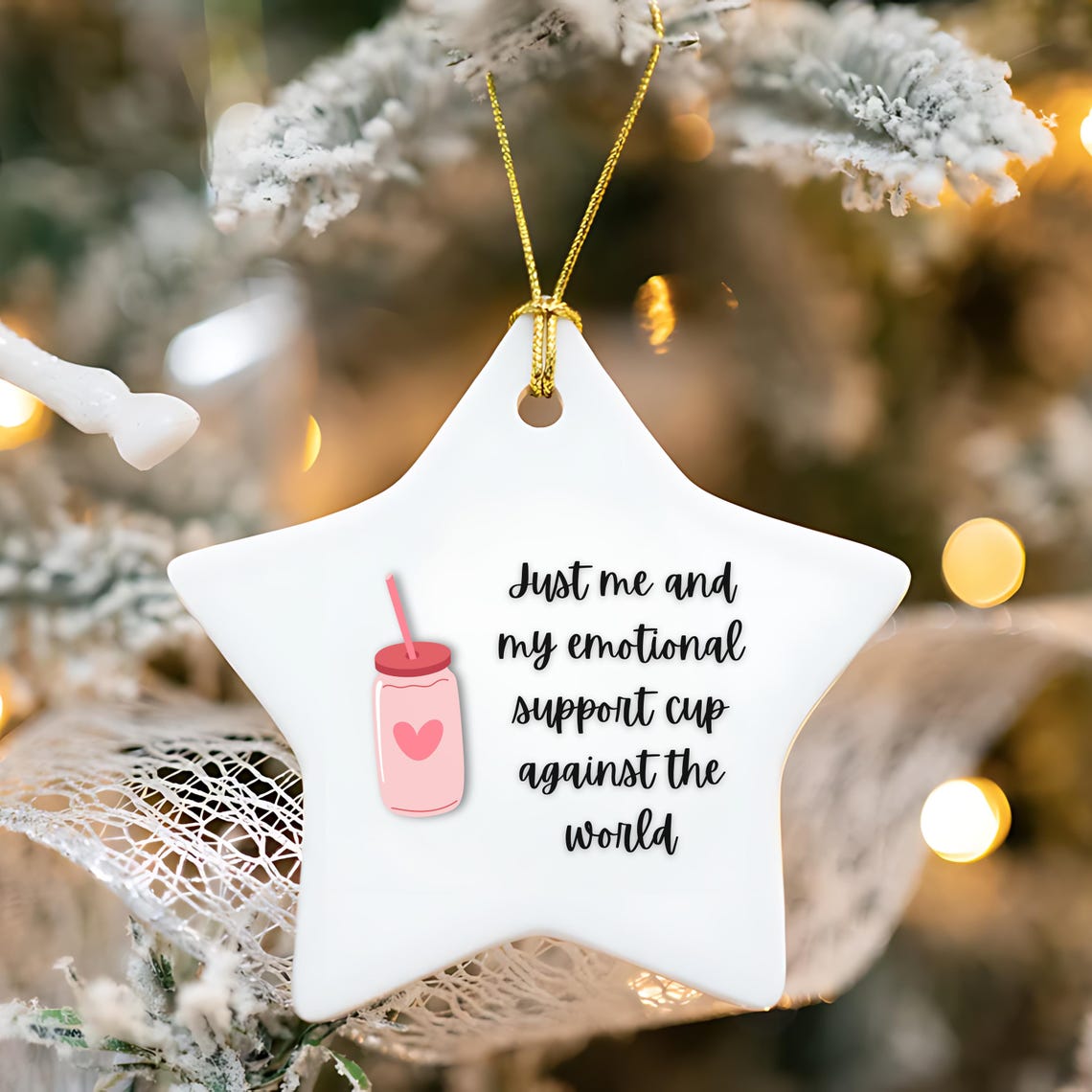 Self-Encouragement Christmas Hanging Decorations-Just Me And My Emotional Cup Against The World