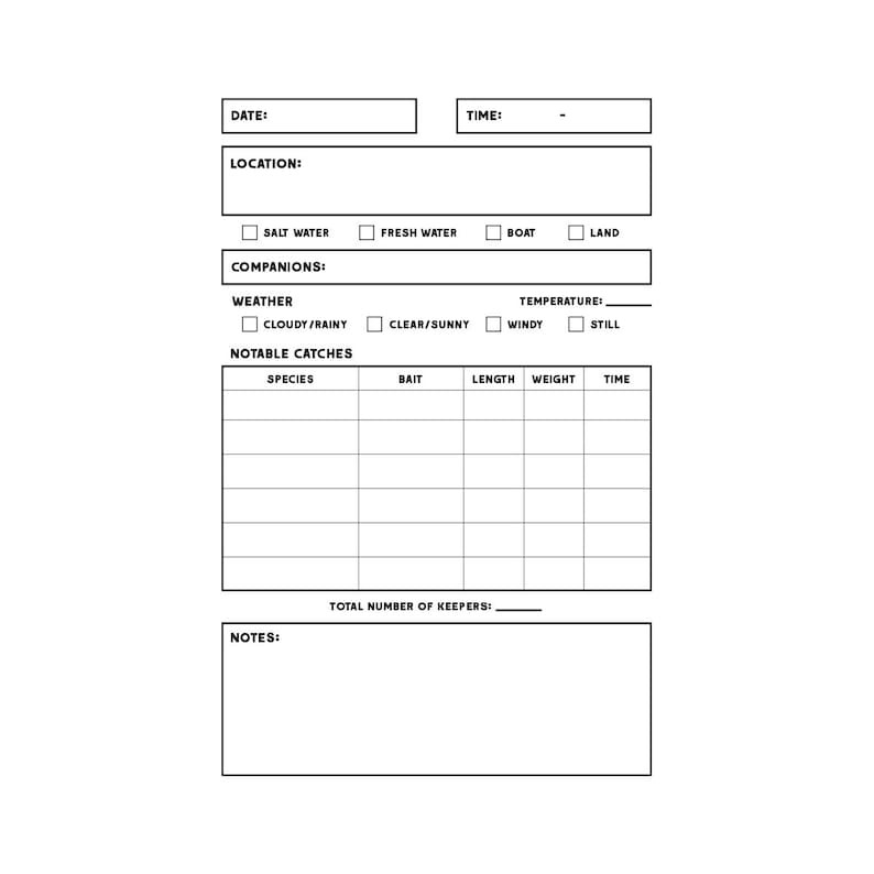 Fishing Log Notebook