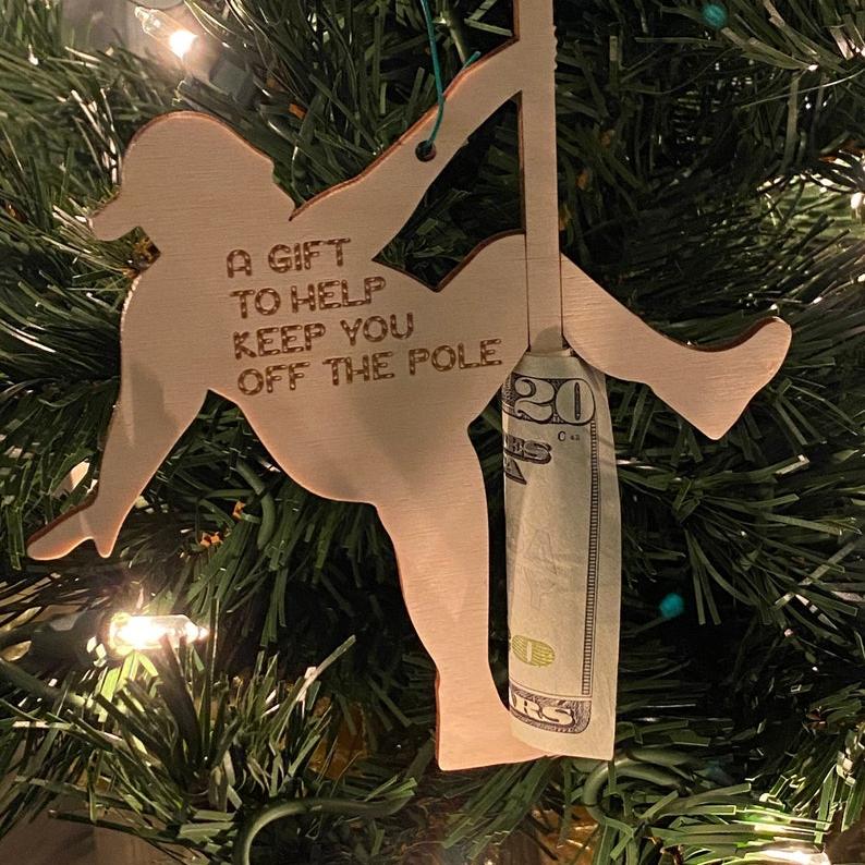 🔥Money Holder Stripper Ornament - Stay Off The Pole - Cash Gift Holder 🤣