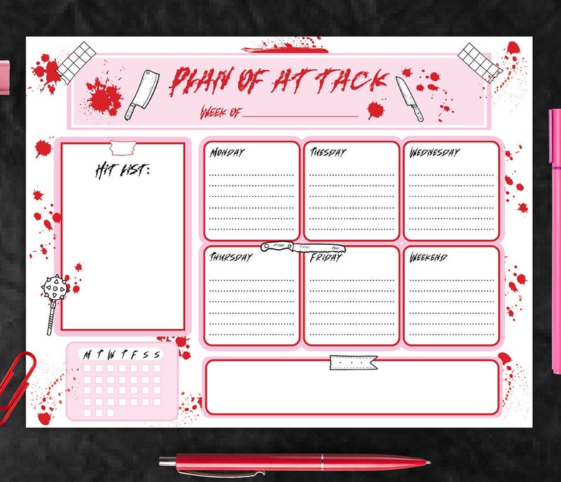 每周记事本 杀手记事本 粉彩哥特式每周计划器 真实犯罪备忘本 血腥撕纸记事本 图片 4