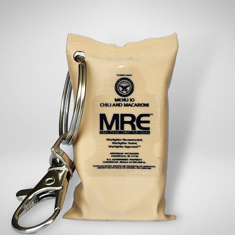 MRE Chili-Mac Keychain  - Great Military gift for Army, Marines, Navy, Airforce