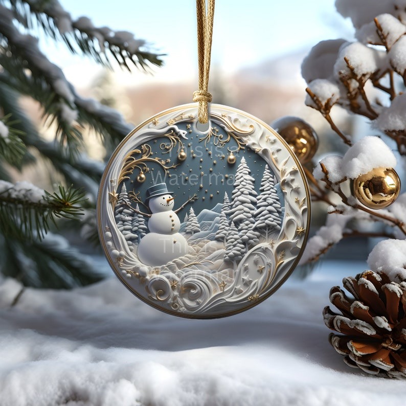 3D Style Print on Ornament no Relief Festive Christmas Tree Decoration