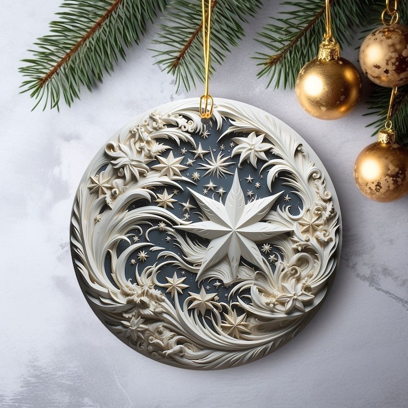3D Style Print on Ornament no Relief Festive Christmas Tree Decoration
