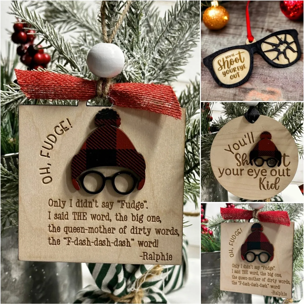 🤣Shoot Your Eye Out Glasses Christmas Ornament🎄