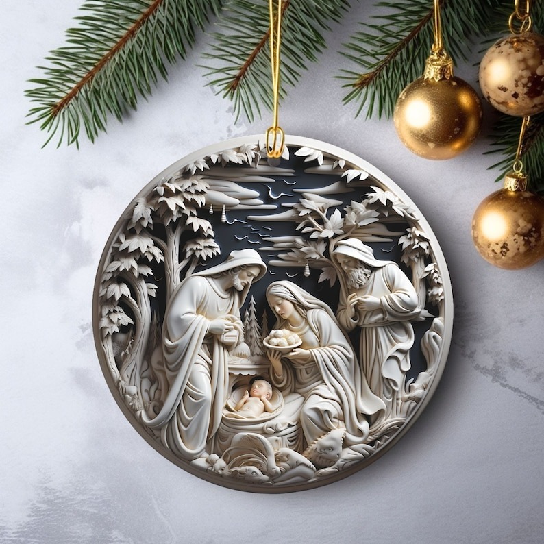 3D Style Print on Ornament no Relief Festive Christmas Tree Decoration