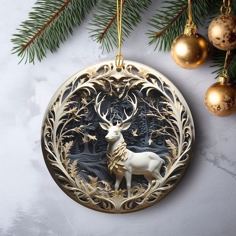 3D Style Print on Ornament no Relief Festive Christmas Tree Decoration