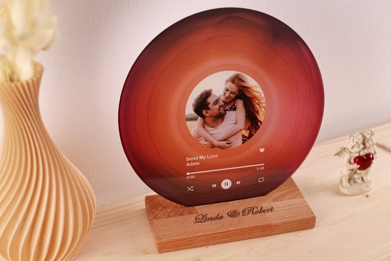 Personalized Vinyl Record with Photo - Acrylic Song Plaque