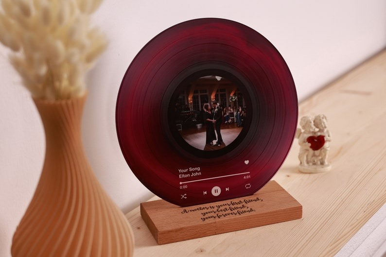 Personalized Vinyl Record with Photo - Acrylic Song Plaque