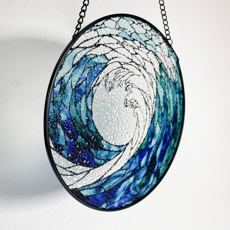 Ocean Waves Stained Glass Suncatcher