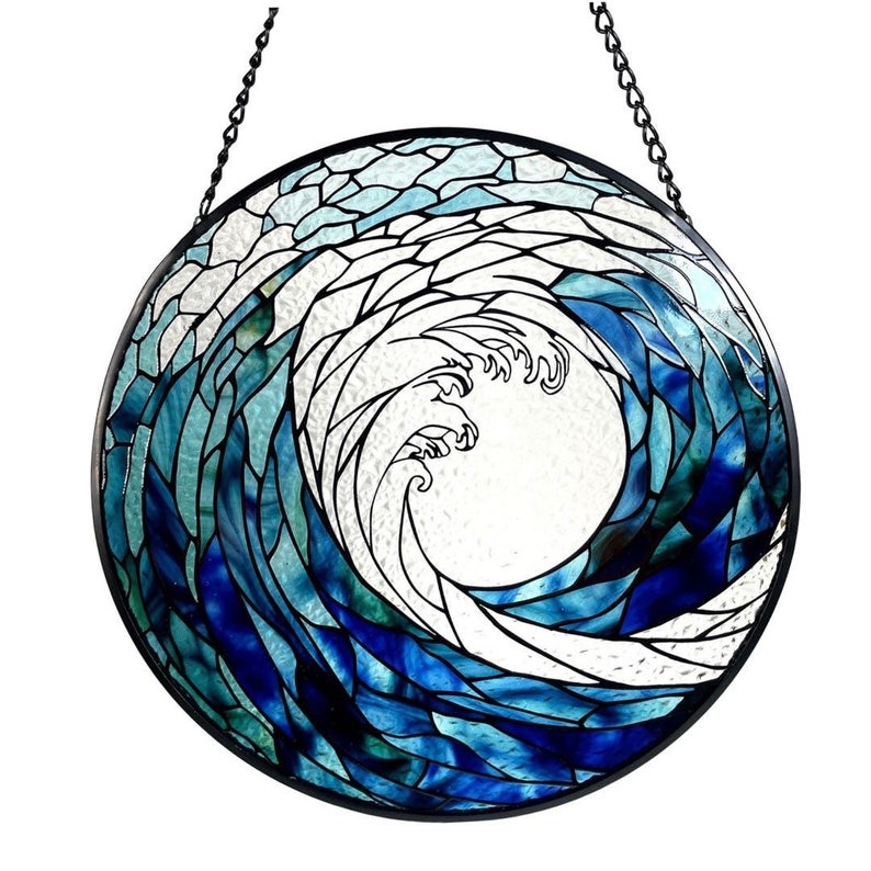 Ocean Waves Stained Glass Suncatcher