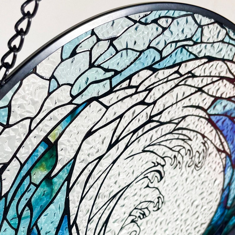 Ocean Waves Stained Glass Suncatcher