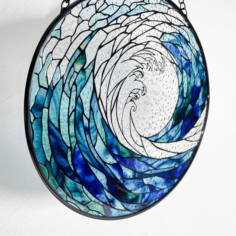 Ocean Waves Stained Glass Suncatcher